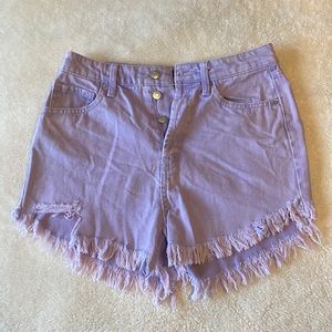Purple jean shorts